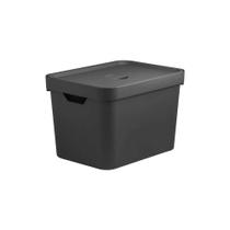 Caixa Organizadora Cube 18 Litros Com Tampa 36 x 27 x 24,5cm Preta - Ou