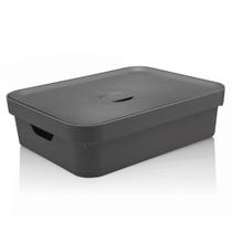 Caixa Organizadora Cube Chumbo 16 Litros com Tampa OU