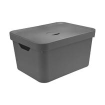 Caixa Organizadora Cube Chumbo 32 L com Tampa 46 x 36 x 24,5 cm