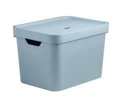 Caixa Organizadora Cube Com Tampa 18 Litros Média 36 x 27 x 24,5cm Azul Glacial Ou Martiplast