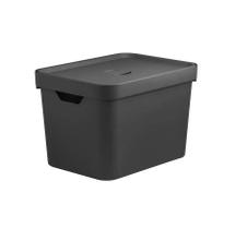 Caixa Organizadora Cube Com Tampa 18 Litros Média 36 x 27 x 24,5cm Preto Ou Martiplast