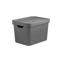 Caixa Organizadora Cube Fechado Médio com Tampa 18 Litros Martiplast Ou - Chumbo