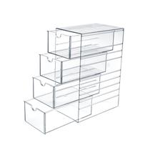 Caixa organizadora de acessórios de cabelo Hipiwe Clear Plastic 4 gavetas Caixa organizadora de acessórios de cabelo Hipiwe Clear Plastic 4 gavetas