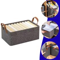 Caixa Organizadora De Armário Gaveta Guarda Roupa Decorativo Cesto Com Alça Tecido Retangular Closet Lavável Caixa Multifuncional