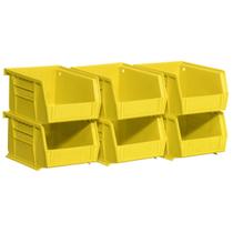 Caixa organizadora de armazenamento Akro-Mils 08212YELLO 30210, pacote com 6 Caixa organizadora de armazenamento Akro-Mils 08212YELLO 30210, pacote com 6