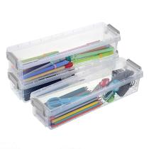Caixa organizadora de armazenamento BTSKY Long Plastic Empilhável, Pacote com 3
