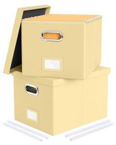 Caixa organizadora de armazenamento de arquivos Oterri, pacote com 2 unidades, amarelo creme