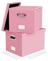 Caixa organizadora de armazenamento de arquivos Oterri, pacote com 2 unidades, portátil, rosa