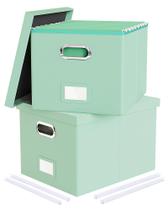 Caixa organizadora de armazenamento de arquivos Oterri, pacote com 2 unidades, verde menta