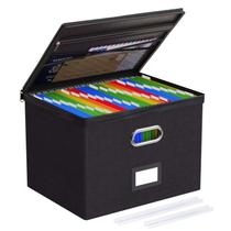 Caixa organizadora de arquivos Oterri com tampa grande com zíper 32x21x30cm