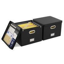 Caixa organizadora de arquivos Oterri Large 38x33x28 cm Preta x2