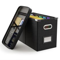Caixa organizadora de arquivos Oterri preta 27x21x34 cm com tampa