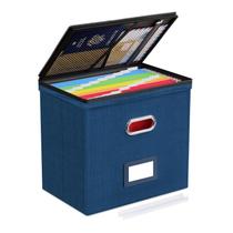 Caixa organizadora de arquivos Oterri Small com tampa e bolsos de malha 32x21x30 cm