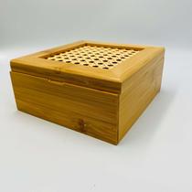 Caixa Organizadora de Bambu com Divisórias e Tampa em Trelica