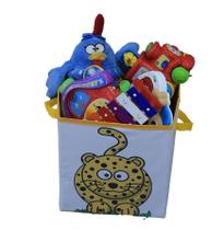 Caixa Organizadora De Brinquedos Estampada 28X30X28 Leopardo - Organibox