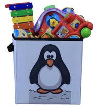 Caixa Organizadora De Brinquedos Estampada 28X30X28 Pinguim