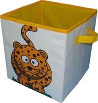 Caixa Organizadora de Brinquedos Estampada 28x30x28cm- ESTAMPA:Leopardo - Organicanto