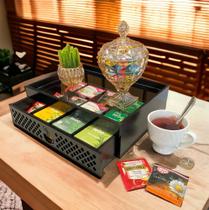 Caixa Organizadora de chá sachê estojo com gaveta 12 divisórias - BRAZILASER