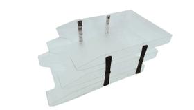 Caixa Organizadora De Documentos Tripla Móvel Cristal