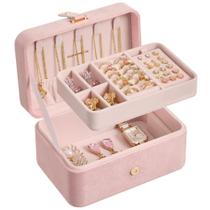 Caixa organizadora de joias SONGMICS Travel Case 12x16x8 cm rosa Caixa organizadora de joias SONGMICS Travel Case 12x16x8 cm rosa