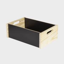Caixa organizadora de madeira empilhável lateral preta tam. m - STOLF