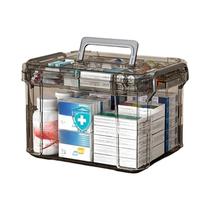 Caixa Organizadora De Medicamentos Em Plástico Transparente Com Bandeja, Contêiner De Primeiros