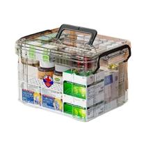 Caixa Organizadora De Medicamentos Transparente E Reforçada Com Bandeja, Estojo Médico Multiuso Com