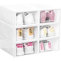 Caixa Organizadora de Plástico Armazenamento Empilhável Porta Sapatos - Branco