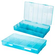 Caixa Organizadora de Plástico com 10 Divisórias fixas 27,5x18x4,cm. Organizador de Joias, Bijuterias, costura, remédio - Plasutil