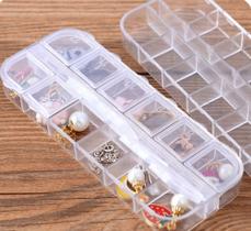 Caixa Organizadora De Plástico Com 12 Divisórias Para Armazenar Strass Glitter Unha Nail Art