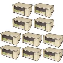 Caixa organizadora de roupa de cama organiz em tnt com tampa e visor 44x44x19,5cm 10un