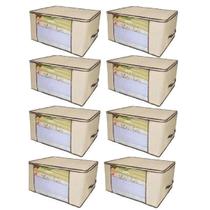 Caixa organizadora de roupa de cama organiz em tnt com tampa e visor 60x45x30cm 8un Caixa organizadora de roupa de cama organiz em tnt com tampa e visor 60x45x30cm 8un