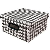 Caixa Organizadora Decorada Linho Pied Poule Média29X29X15 - GNA Caixa Organizadora Decorada Linho Pied Poule Média29X29X15 - GNA