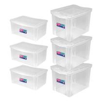 Caixa Organizadora Decorativa 3un 65L + 3un 30L Com Trava