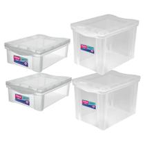Caixa Organizadora Decorativa Com Trava 2 Un 13,5L + 2 Un 30L Caixa Organizadora Decorativa Com Trava 2 Un 13,5L + 2 Un 30L