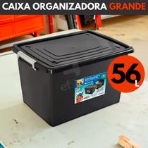 Caixa Organizadora Decorativa Grande Preta Trava 56 Litros Cesta Armazenamento Ração lavanderia Caixa Organizadora Decorativa Grande Preta Trava 56 Litros Cesta Armazenamento Ração lavanderia