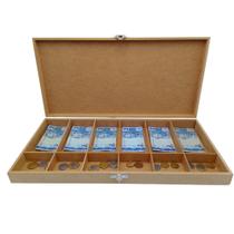 Caixa Organizadora Dinheiro 6 Divisórias Mdf Cru 49x24x5cm Caixa Organizadora Dinheiro 6 Divisórias Mdf Cru 49x24x5cm