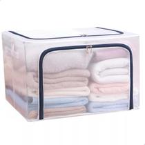 Caixa Organizadora Dobrável 66L com Tampa e Zíper Ideal Armazenar Roupas Edredons Toalhas e Closet Guarda Roupa Com Alça