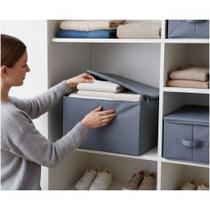 Caixa Organizadora Dobrável com Zíper 38x38x20cm TNT Anti Poeira e Umidade para Closet Armário Prateleira Cinza Caixa Organizadora Dobrável com Zíper 38x38x20cm TNT Anti Poeira e Umidade para Closet Armário Prateleira Cinza