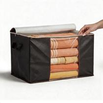 Caixa Organizadora Dobrável Grande Multiuso Roupas Cobertor Toalha Visor Transparente Com Alças 60x40x35 Caixa Organizadora Dobrável Grande Multiuso Roupas Cobertor Toalha Visor Transparente Com Alças 60x40x35