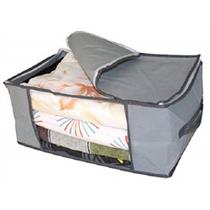 Caixa Organizadora Dobrável Grande para Roupas de Cama em TNT Cartonado com Zíper Cinza Yeet Caixa Organizadora Dobrável Grande para Roupas de Cama em TNT Cartonado com Zíper Cinza Yeet