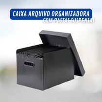 Caixa Organizadora Em Plástico Com 10 Pastas Suspensas Preta