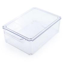 Caixa Organizadora em Plástico Pet Incolor com Tampa Empilhável 14,5x10x30cm Capcidade 3150ml 1Un