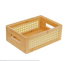 Caixa Organizadora Empilhável de Bambu e Palhinha 22cm Caixa Organizadora Empilhável de Bambu e Palhinha 22cm