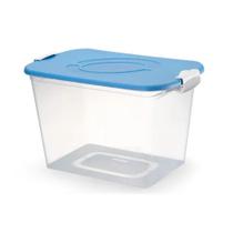 Caixa organizadora empilhavel transparente com tampa colorida - 30 l - 871