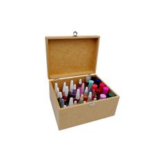 Caixa Organizadora Esmalte Mdf Cru Com 30 Divisórias Fecho E Dobradiças