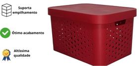 Caixa organizadora grande 17 litros bordô qualidade resistente com tampa Caixa organizadora grande 17 litros bordô qualidade resistente com tampa