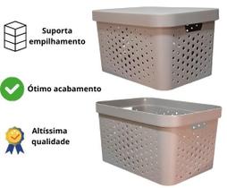 Caixa organizadora grande 17 litros cinza qualidade resistente com tampa Caixa organizadora grande 17 litros cinza qualidade resistente com tampa