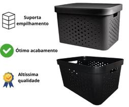Caixa organizadora grande 17 litros preta qualidade resistente com tampa Caixa organizadora grande 17 litros preta qualidade resistente com tampa