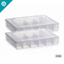 Caixa Organizadora Grande 20 Divisórias Plástico Tampa Transparente Multiuso Bijuterias Ferramentas